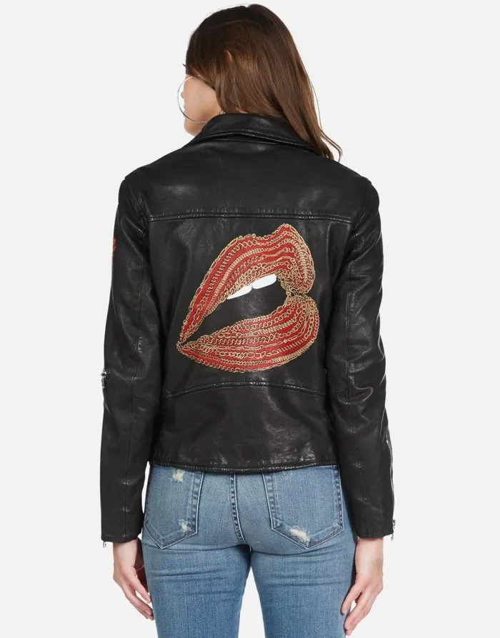 Women039s Posey Gold Chain Lip Black Lauren Moshi Jackets