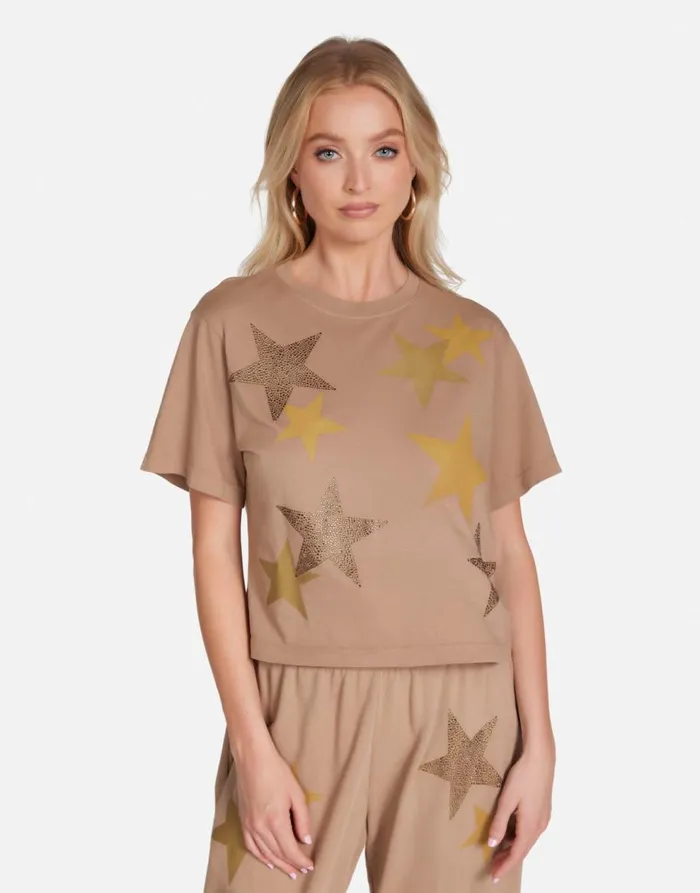 Women039s Rue Gold Crystal Multi Stars Sand Dune Lauren Moshi Short Sleeve