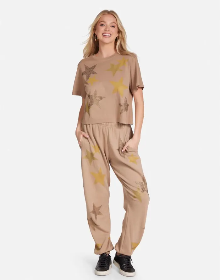 Women039s Rue Gold Crystal Multi Stars Sand Dune Lauren Moshi Short Sleeve
