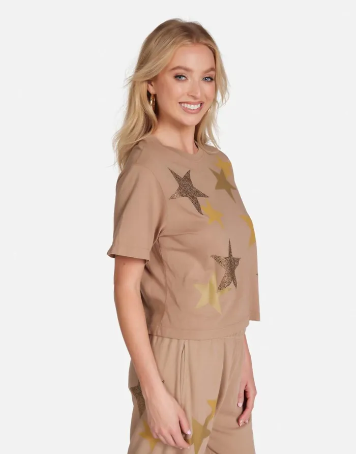 Women039s Rue Gold Crystal Multi Stars Sand Dune Lauren Moshi Short Sleeve