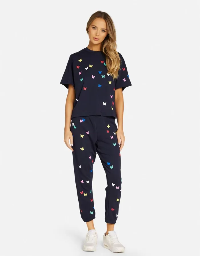 Women039s Rue Mini Butterflies Navy Lauren Moshi Short Sleeve