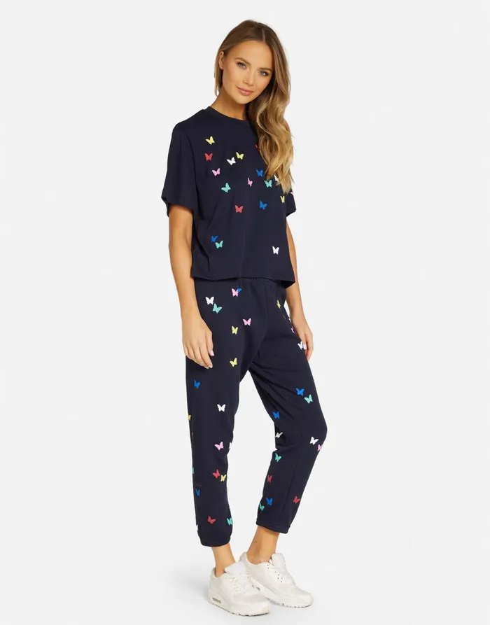 Women039s Rue Mini Butterflies Navy Lauren Moshi Short Sleeve
