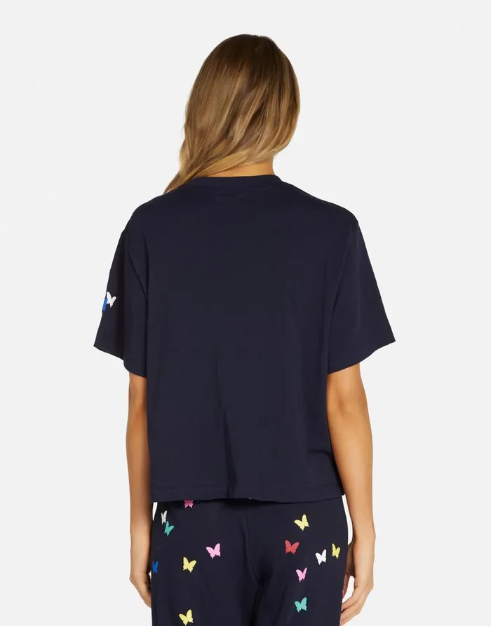 Women039s Rue Mini Butterflies Navy Lauren Moshi Short Sleeve