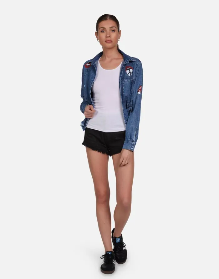 Women039s Saba Peace Elements Vintage Denim Lauren Moshi Long Sleeve