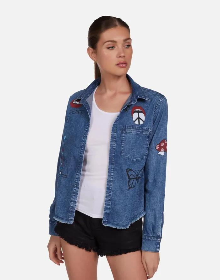 Women039s Saba Peace Elements Vintage Denim Lauren Moshi Long Sleeve