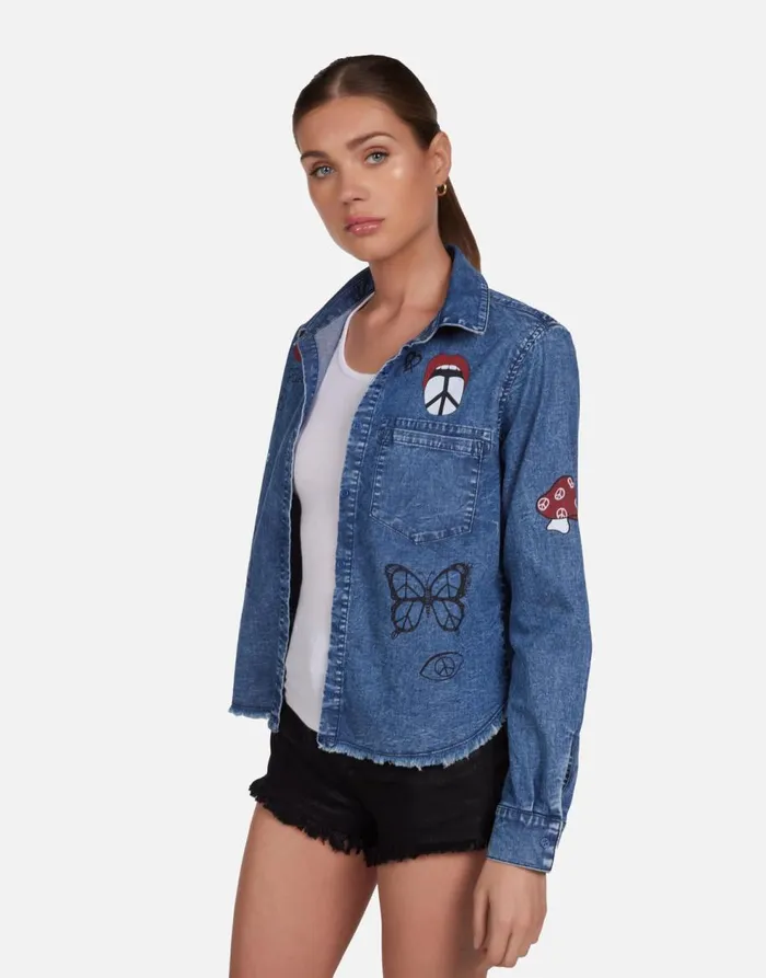 Women039s Saba Peace Elements Vintage Denim Lauren Moshi Long Sleeve
