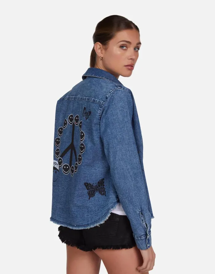 Women039s Saba Peace Elements Vintage Denim Lauren Moshi Long Sleeve