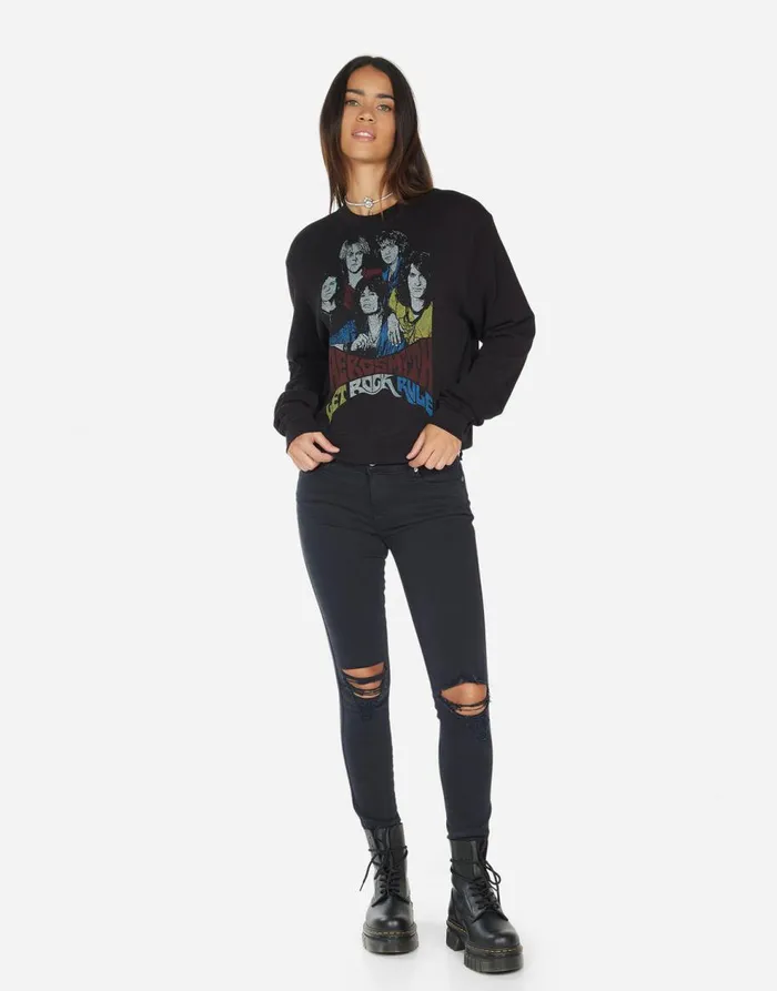 Women039s Spalding Vintage Aerosmith Black Lauren Moshi Long Sleeve