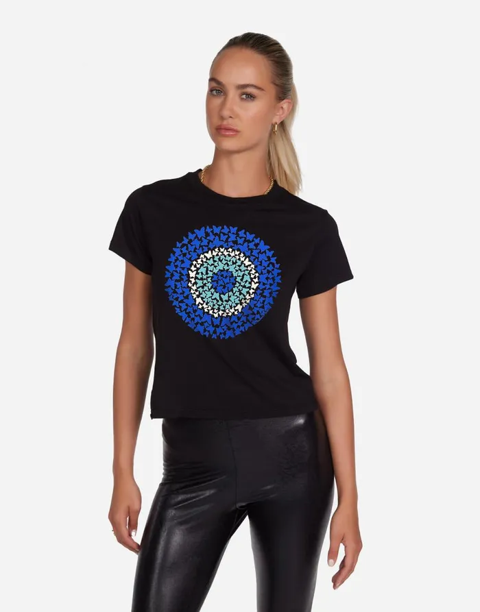 Women039s Ursula Butterfly Evil Eye Black Lauren Moshi Short Sleeve