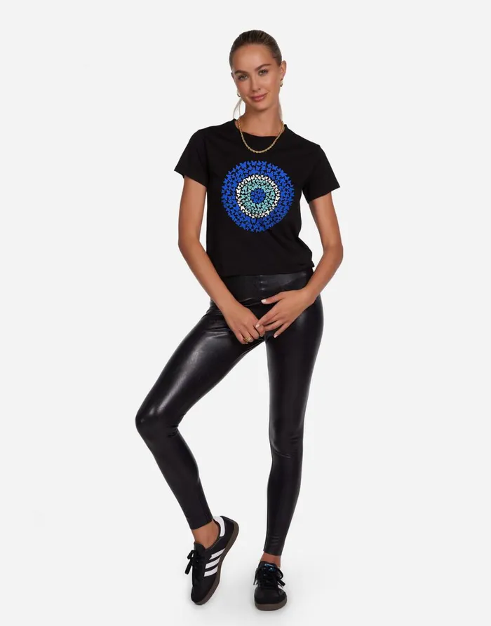 Women039s Ursula Butterfly Evil Eye Black Lauren Moshi Short Sleeve