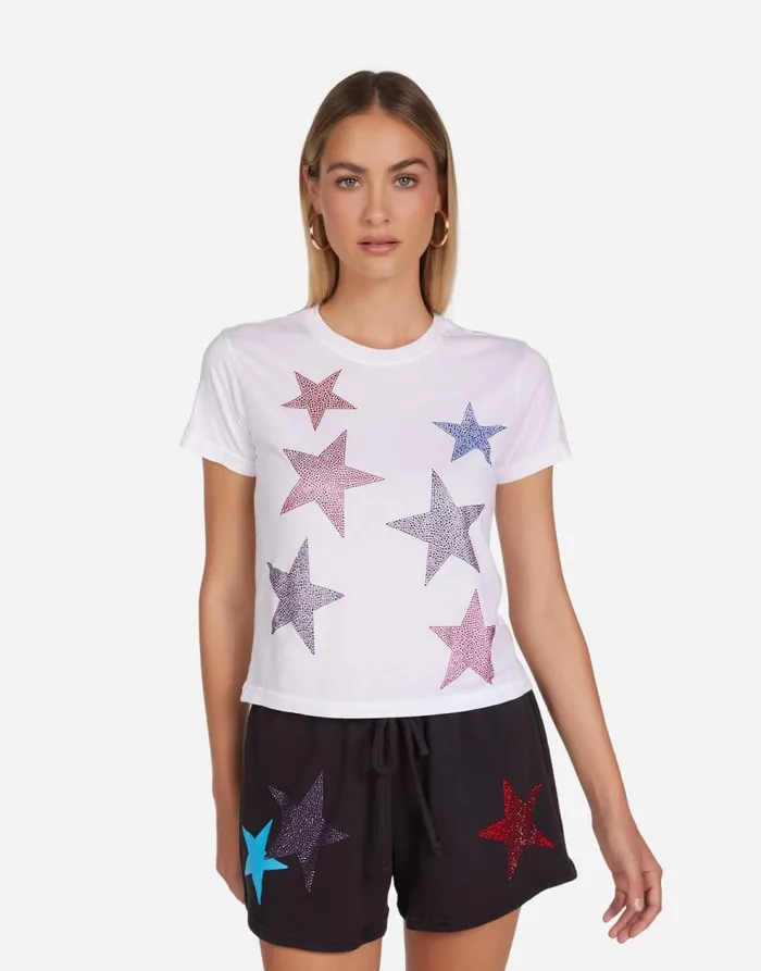 Women039s Ursula Color Crystal Multi Stars White Lauren Moshi Short Sleeve