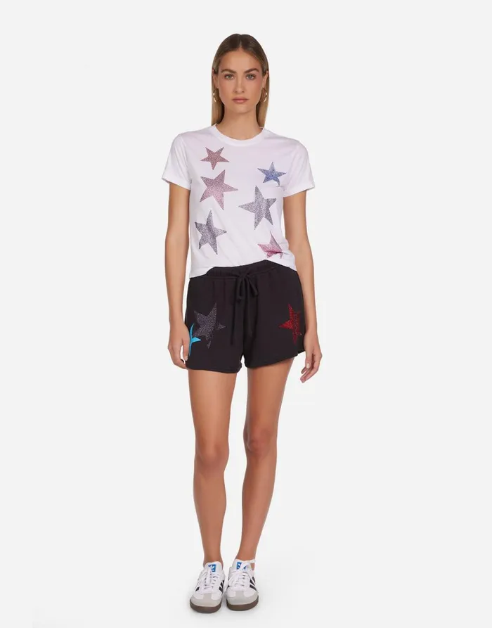 Women039s Ursula Color Crystal Multi Stars White Lauren Moshi Short Sleeve