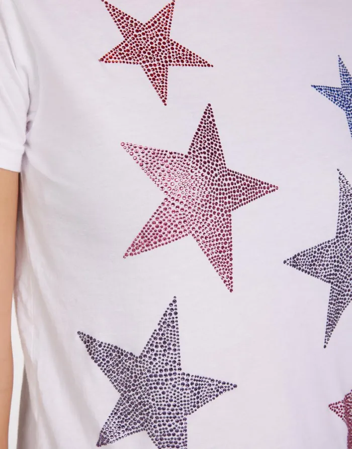 Women039s Ursula Color Crystal Multi Stars White Lauren Moshi Short Sleeve