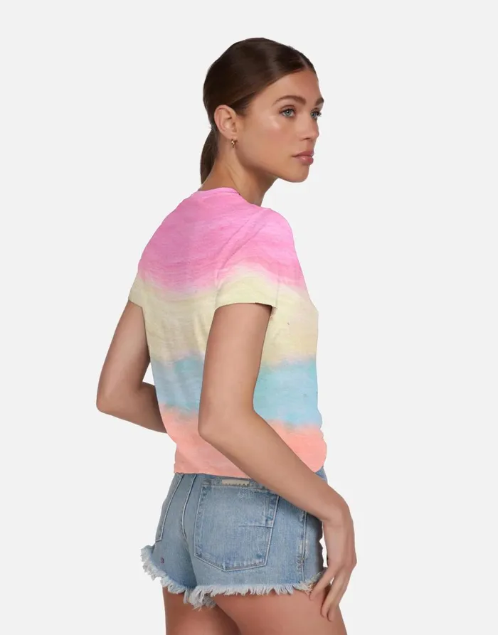 Women039s Ursula Crystal Palm Trees Pastel Rainbow Lauren Moshi Short Sleeve