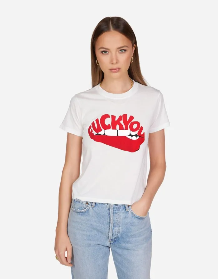 Women039s Ursula F You Biting Lip Milk Lauren Moshi Short Sleeve