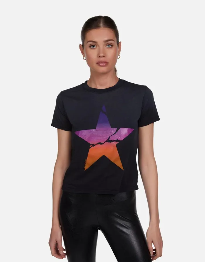 Women039s Ursula Ombre Cracked Star Jet Black Ombre Lauren Moshi Short Sleeve