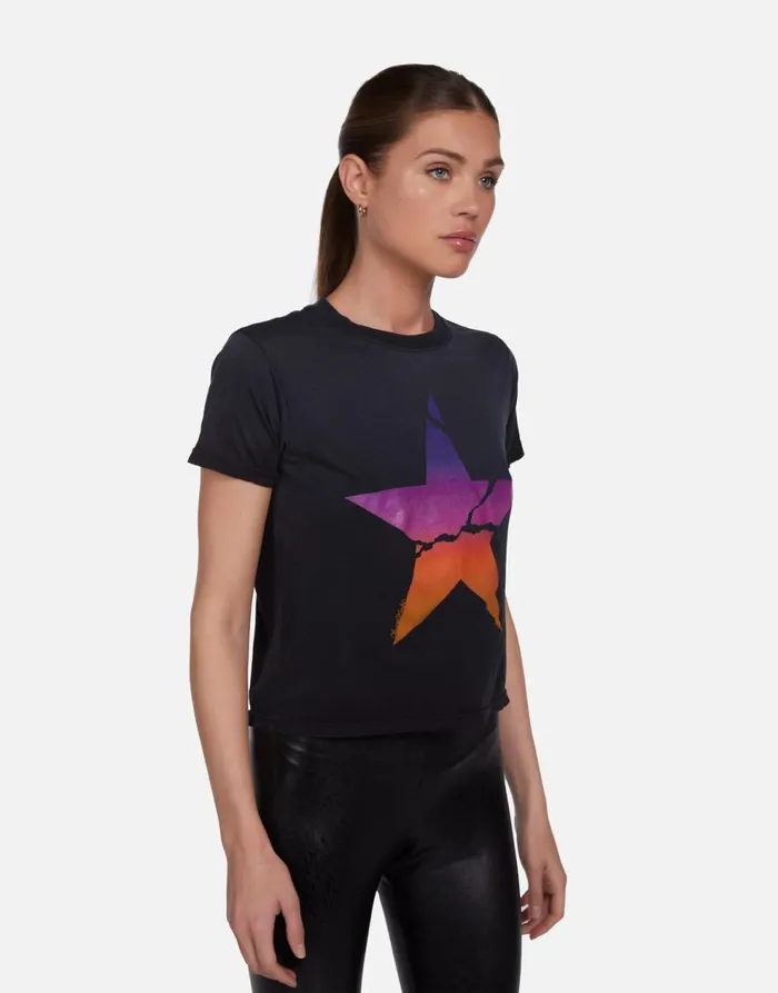 Women039s Ursula Ombre Cracked Star Jet Black Ombre Lauren Moshi Short Sleeve