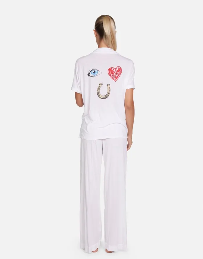 Women039s Waverly I Love U White Lauren Moshi Short Sleeve