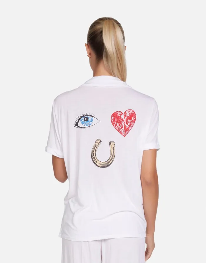 Women039s Waverly I Love U White Lauren Moshi Short Sleeve