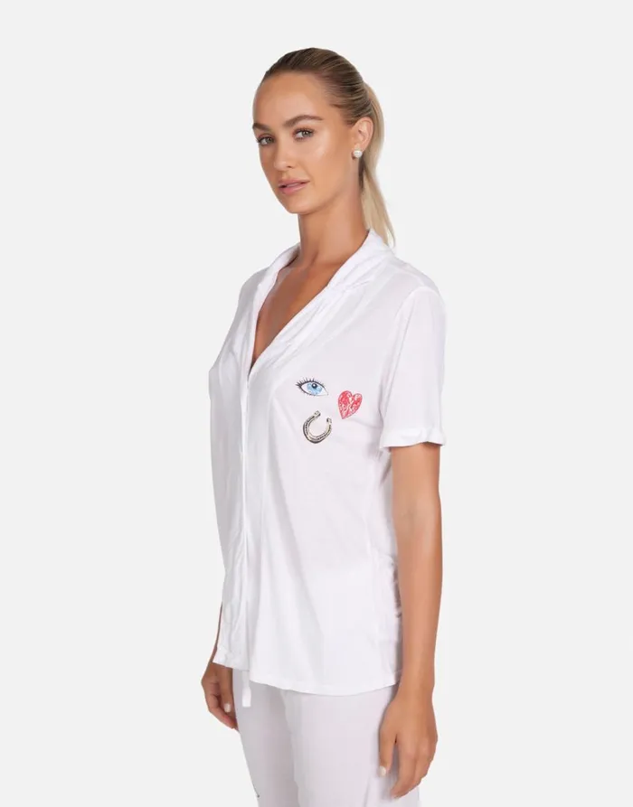 Women039s Waverly I Love U White Lauren Moshi Short Sleeve