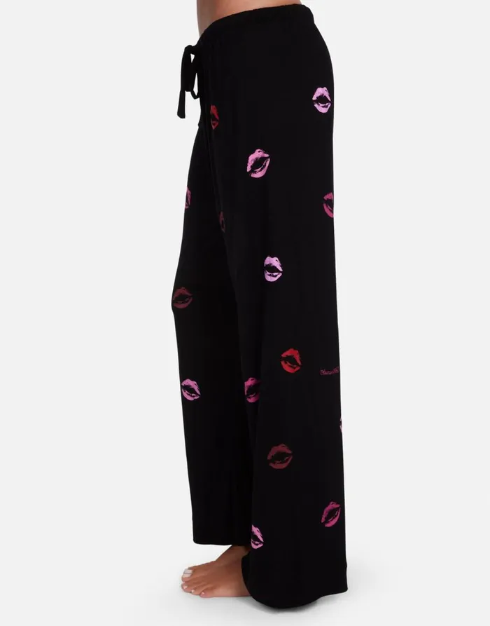 Women039s Waverly Mini Watercolor Lips Black Lauren Moshi Short Sleeve