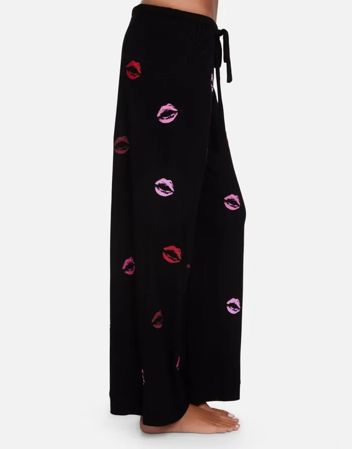 Women039s Waverly Mini Watercolor Lips Black Lauren Moshi Short Sleeve
