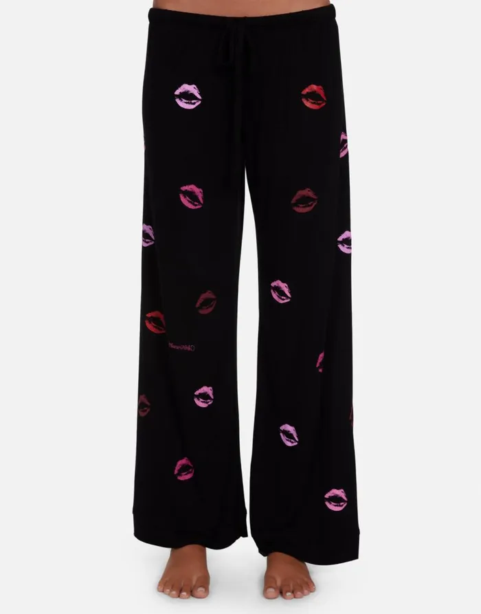 Women039s Waverly Mini Watercolor Lips Black Lauren Moshi Short Sleeve