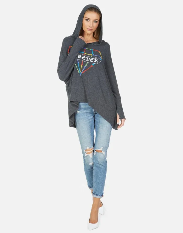 Women039s Wilma Bone Diamond Heather Black Lauren Moshi Hoodies