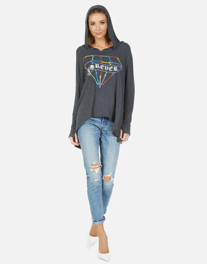 Women039s Wilma Bone Diamond Heather Black Lauren Moshi Hoodies