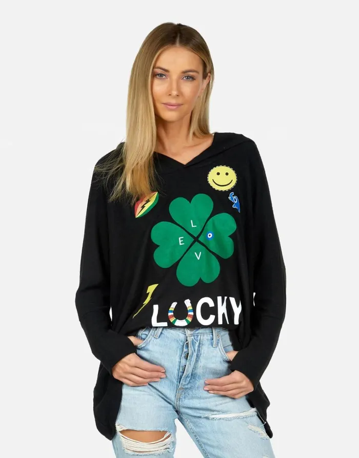 Women039s Wilma Lucky Clover Black Lauren Moshi Hoodies