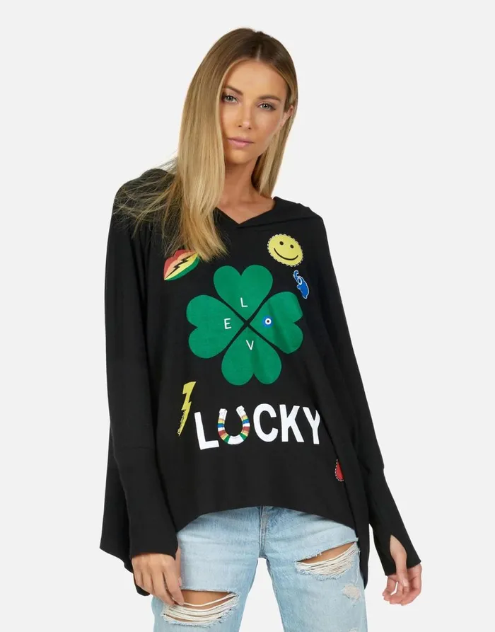 Women039s Wilma Lucky Clover Black Lauren Moshi Hoodies