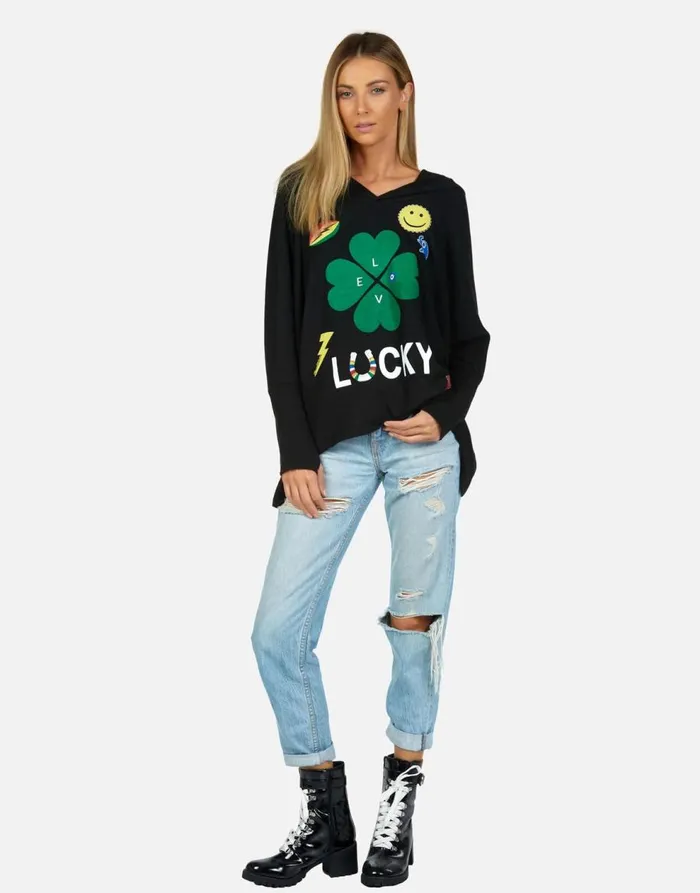 Women039s Wilma Lucky Clover Black Lauren Moshi Hoodies