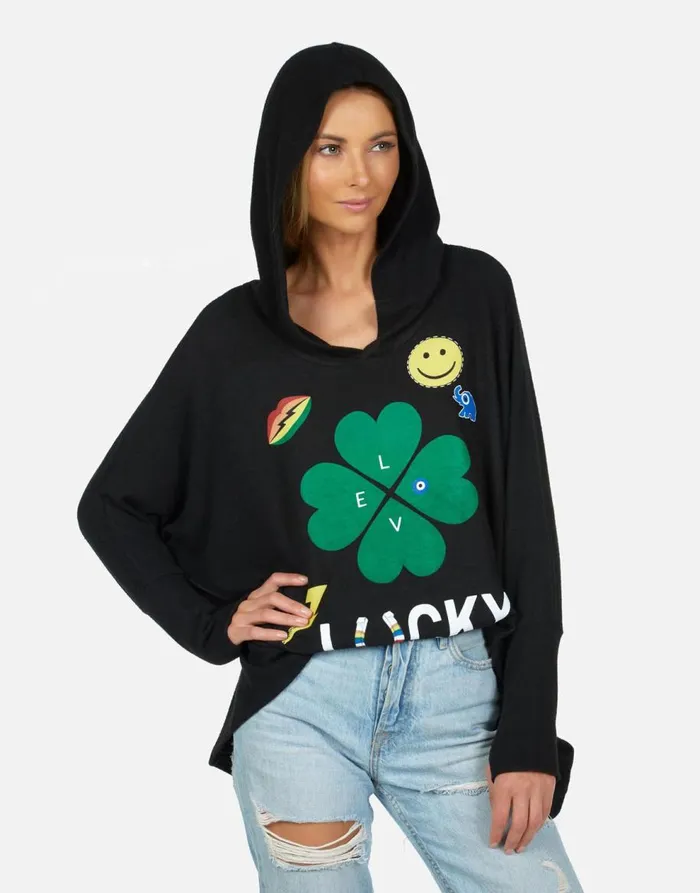Women039s Wilma Lucky Clover Black Lauren Moshi Hoodies