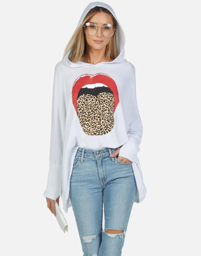 Women039s Wilma X Leopard Tongue Heather Black Lauren Moshi Hoodies
