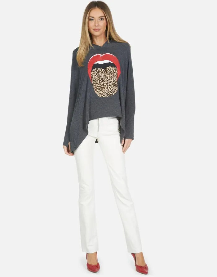 Women039s Wilma X Leopard Tongue Heather Black Lauren Moshi Hoodies