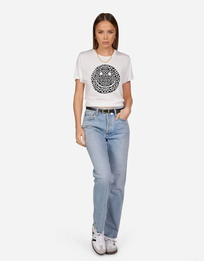 Women039s Wolf Butterfly Happyface Milk Lauren Moshi Short Sleeve