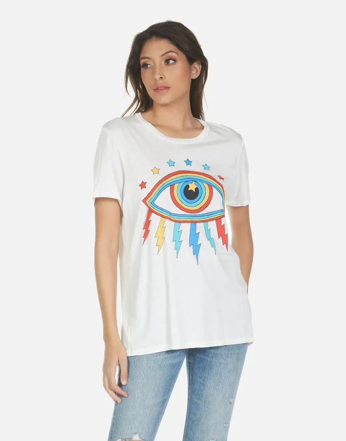 Women039s Wolf Rainbow Lightning Eye Milk Lauren Moshi Short Sleeve