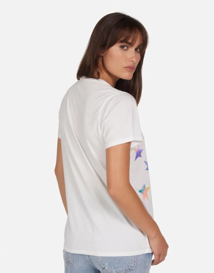 Women039s Wolf Rainbow Stars Milk Lauren Moshi Short Sleeve