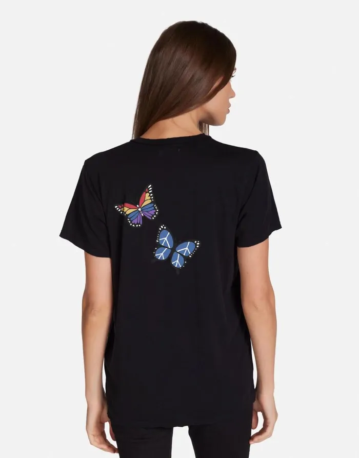 Women039s Wolf X Butterfly Black Lauren Moshi Short Sleeve