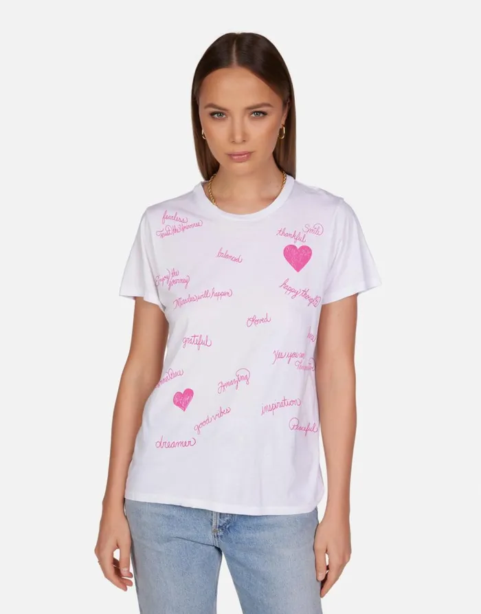 Women039s Wolf X Happy Thoughts White Lauren Moshi Short Sleeve