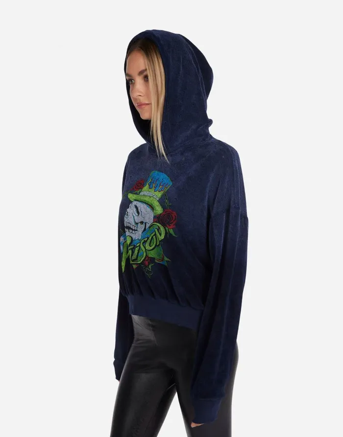 Women039s Yvette Neon Poison Skull Navy Ombre Lauren Moshi Hoodies