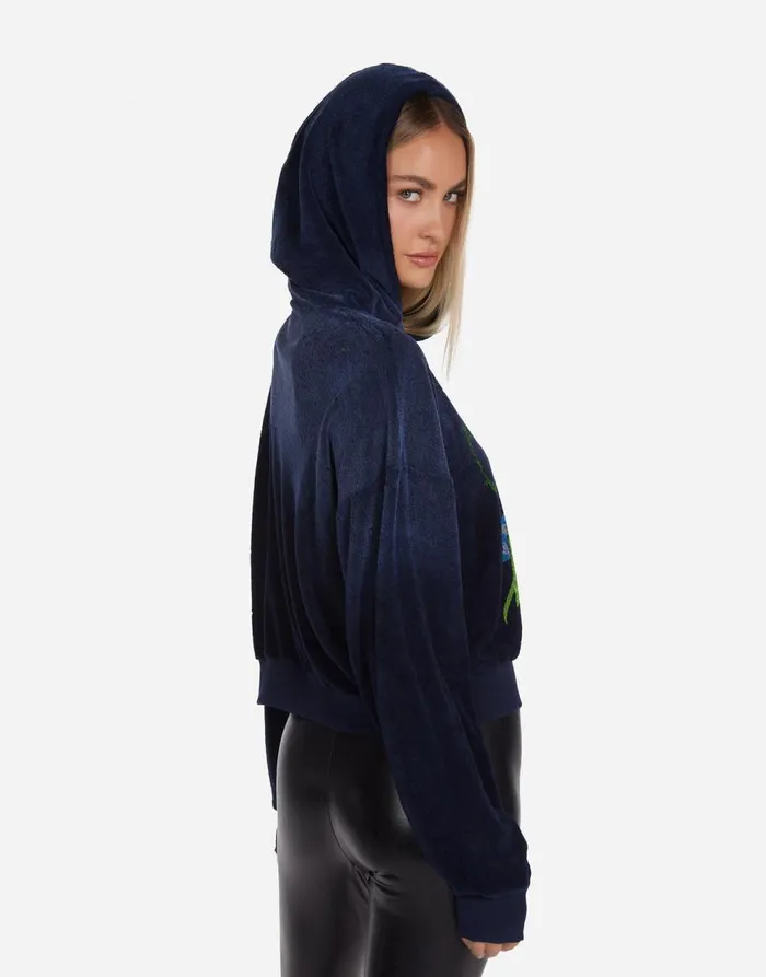 Women039s Yvette Neon Poison Skull Navy Ombre Lauren Moshi Hoodies