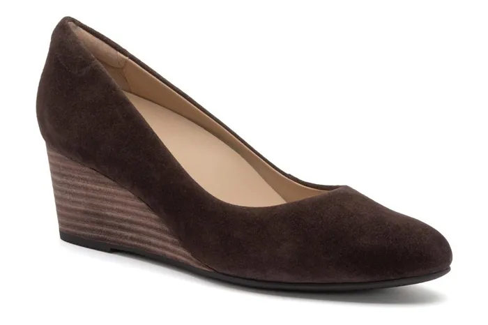 Women ABEO Footwear Dress Veranda Stacked Dark Brown Suede