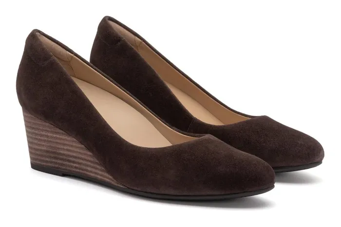 Women ABEO Footwear Dress Veranda Stacked Dark Brown Suede Women ABEO Footwear Dress Veranda Stacked Dark Brown Suede