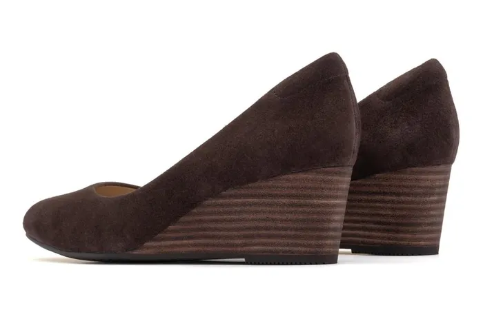 Women ABEO Footwear Dress Veranda Stacked Dark Brown Suede Women ABEO Footwear Dress Veranda Stacked Dark Brown Suede
