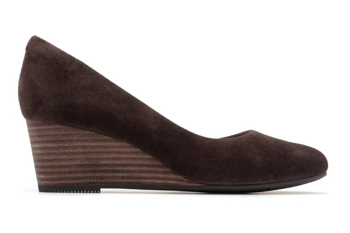 Women ABEO Footwear Dress Veranda Stacked Dark Brown Suede Women ABEO Footwear Dress Veranda Stacked Dark Brown Suede