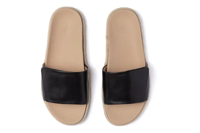 Women ABEO Footwear Sandals Isle Slide Black Leather Women ABEO Footwear Sandals Isle Slide Black Leather