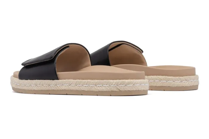 Women ABEO Footwear Sandals Isle Slide Black Leather Women ABEO Footwear Sandals Isle Slide Black Leather