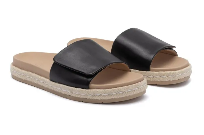 Women ABEO Footwear Sandals Isle Slide Black Leather Women ABEO Footwear Sandals Isle Slide Black Leather