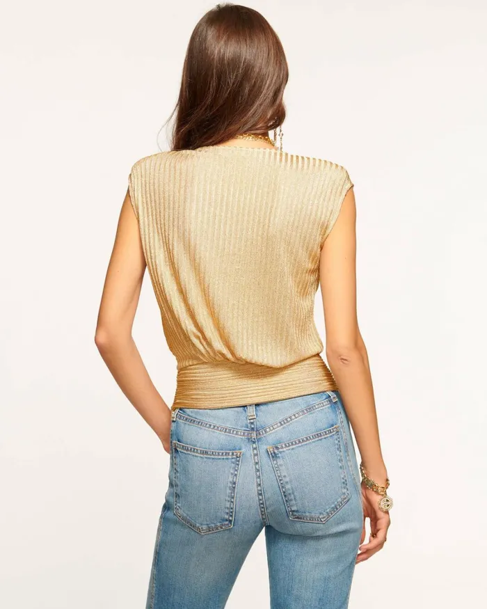 Women Adley Sleeveless VNeck Top Gold Foil Ramy Brook Tops Women Adley Sleeveless VNeck Top Gold Foil Ramy Brook Tops